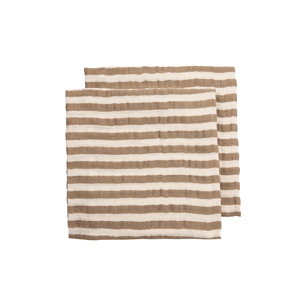 Meyco hydrofiele pre-washed doek Fat Stripe Taupe (set van 2)