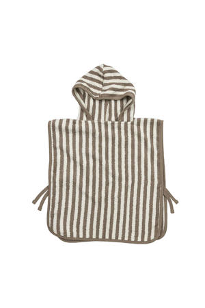 Fat Stripe Badponcho - Jacquard Badstof - Taupe - 1-3 jaar
