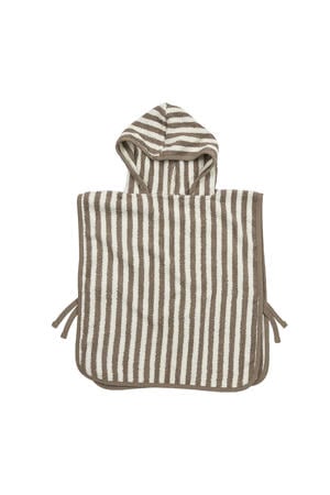 Fat Stripe Badponcho - Jacquard Badstof - Taupe - 1-3 jaar