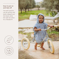thumbnail: Meyco Fat Stripe Badponcho - Jacquard Badstof - Jeans Blue - 1-3 jaar