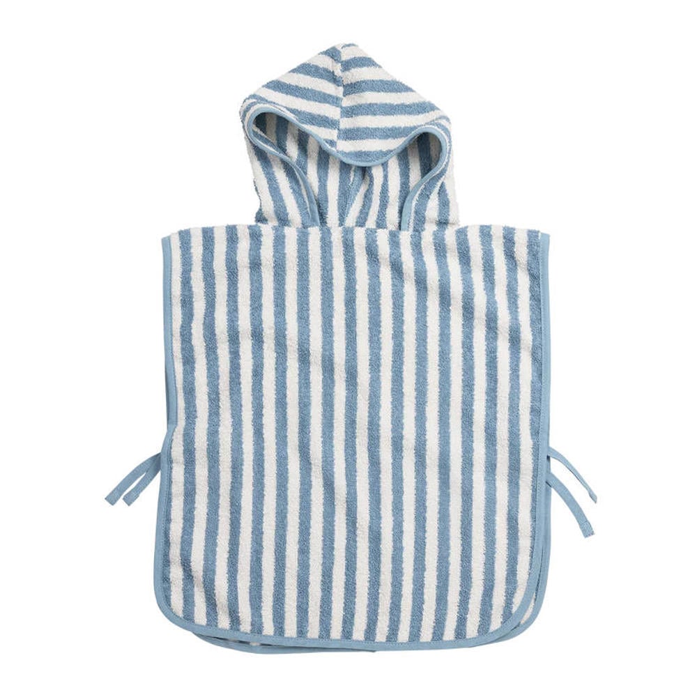 Meyco Fat Stripe Badponcho - Jacquard Badstof - Jeans Blue - 1-3 jaar
