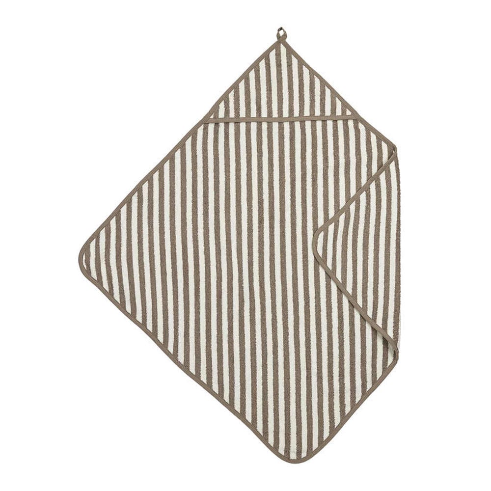 Meyco Fat Stripe Badcape - Jacquard Badstof - Taupe - 75x75cm