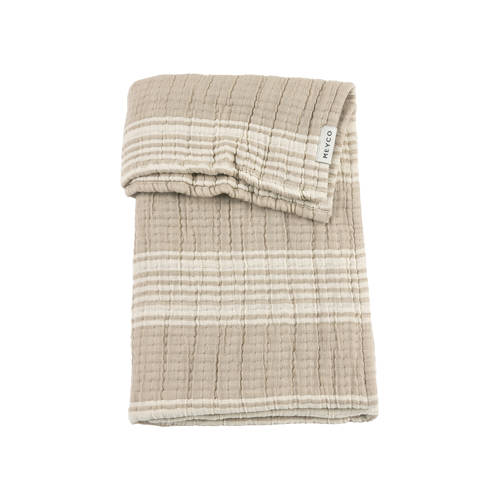 Meyco pre-washed hydrofiele ledikantdeken Stripe Jacquard Sand Babydeken Beige afbeelding