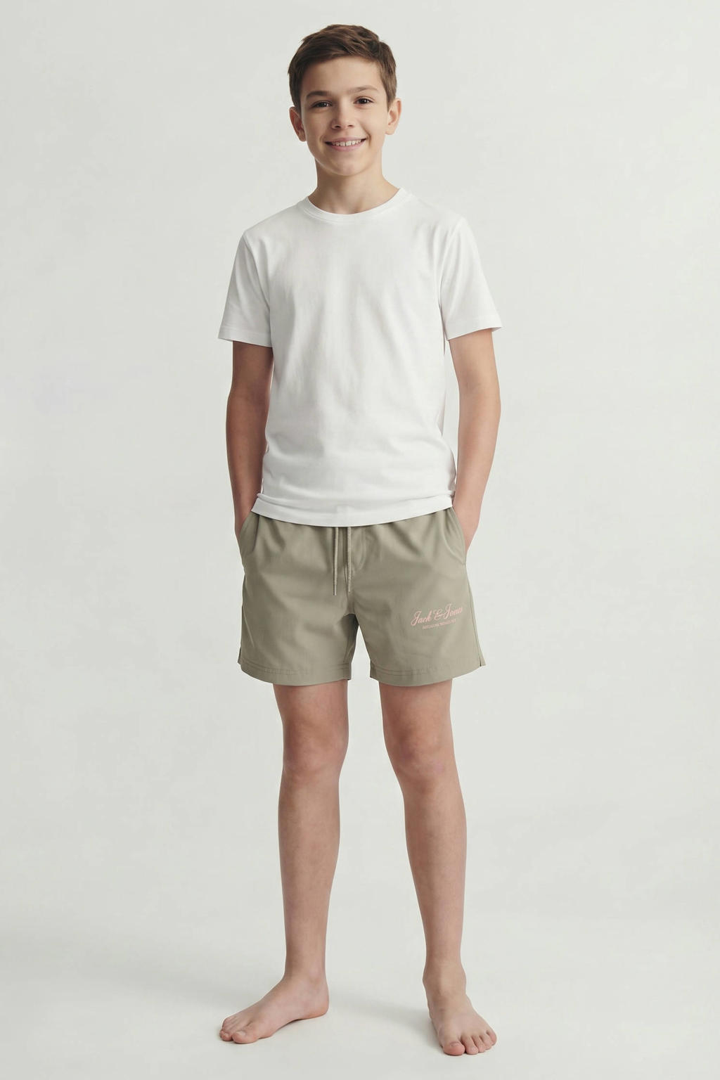 JACK & JONES JUNIOR zwemshort zachtgroen/zalmroze