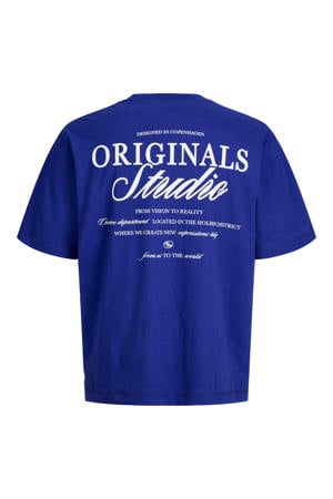 T-shirt met backprint kobaltblauw