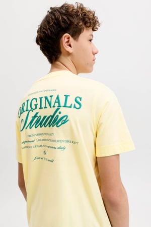 T-shirt met backprint lichtgeel