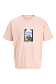 thumbnail: Oranje jongens JACK & JONES JUNIOR T-shirt van katoen met printopdruk, korte mouwen en ronde hals