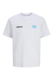 thumbnail: Witte jongens JACK & JONES JUNIOR T-shirt van katoen met backprint, korte mouwen en ronde hals