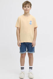 thumbnail: Oranje jongens JJ REBEL JUNIOR T-shirt van katoen met backprint, korte mouwen en ronde hals