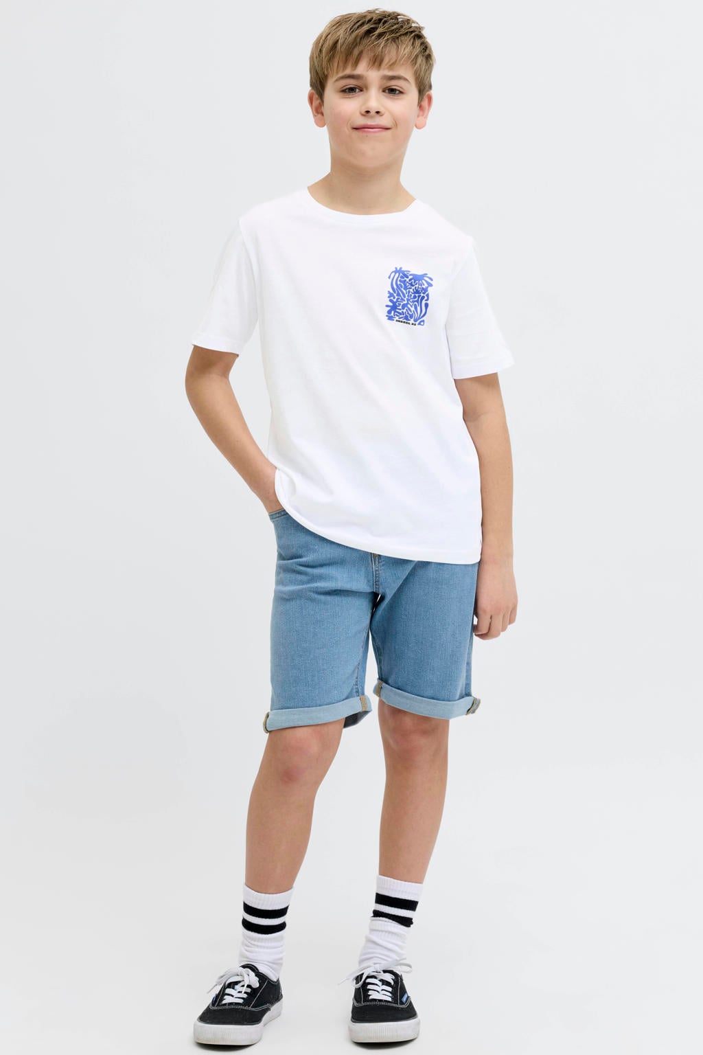JJ REBEL JUNIOR T-shirt met backprint wit