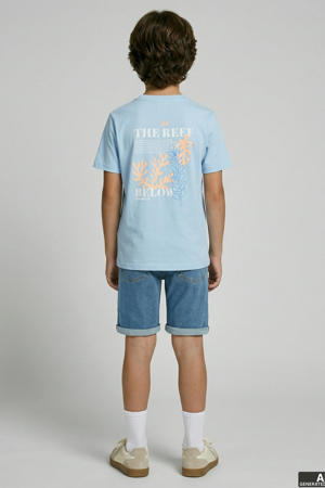 T-shirt met backprint lichtblauw