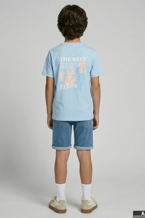 T-shirt met backprint lichtblauw