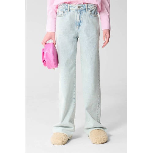 Shoeby high waist straight leg jeans light blue denim Blauw Effen - maat 140 afbeelding