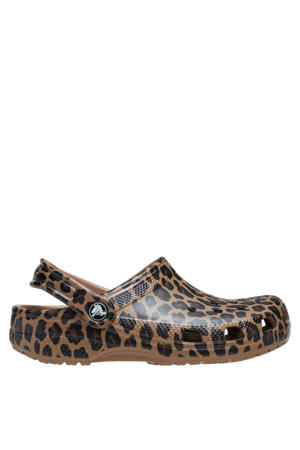 Peuter/Kleuter graphic clogs met panterprint cognac/zwart