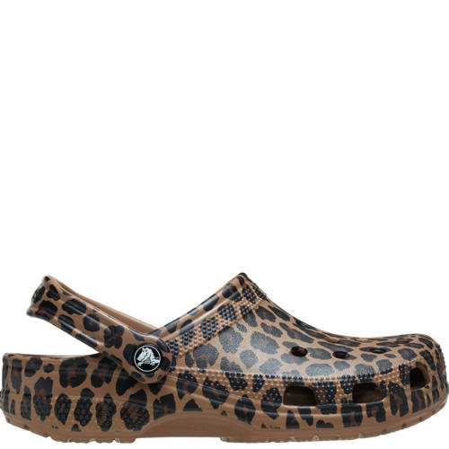 Crocs Classic graphic clogs met panterprint cognac/zwart Bruin Dames Rubber - maat 36/37 afbeelding