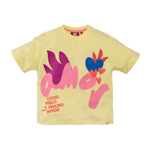 Z8 kids T-shirt Alisha lichtgeel/roze/paars Meisjes Stretchkatoen Ronde hals - maat 152/158 afbeelding