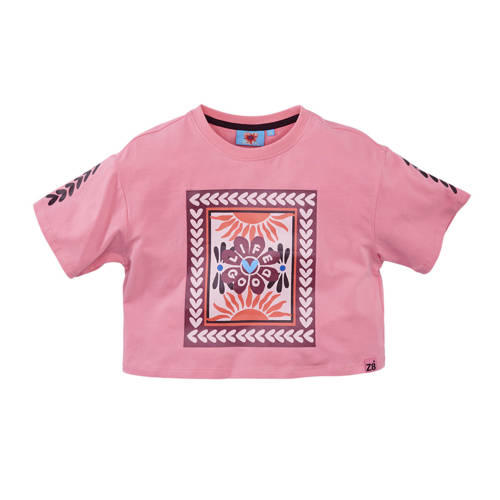 Z8 kids cropped T-shirt Anissa lichtroze Meisjes Stretchkatoen Ronde hals - maat 128/134 afbeelding