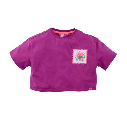 Z8 kids cropped T-shirt Chelsey violet Paars Meisjes Stretchkatoen Ronde hals - maat 92/98 afbeelding