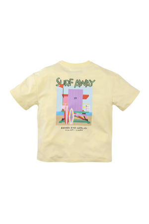 T-shirt Arno met backprint lichtgeel