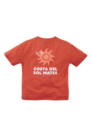 T-shirt Caz met backprint oranje