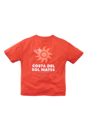 T-shirt Caz met backprint oranje