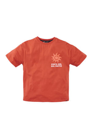 T-shirt Caz met backprint oranje