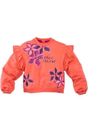sweater Zumra met ruches koraal/violet