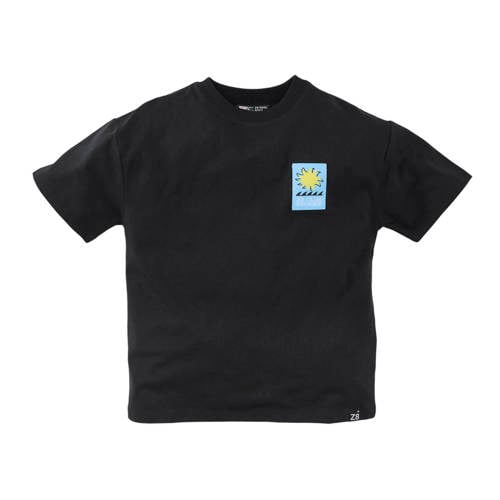 Z8 kids T-shirt Thierno met backprint zwart/geel Jongens Stretchkatoen Ronde hals - maat 116/122 afbeelding