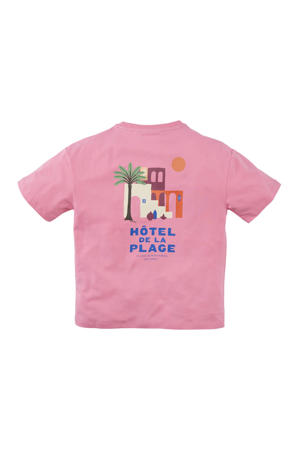 T-shirt Samuel met backprint roze