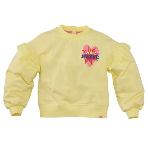 Z8 kids sweater Mikky lichtgeel Meisjes Stretchkatoen Ronde hals Printopdruk - maat 104/110 afbeelding