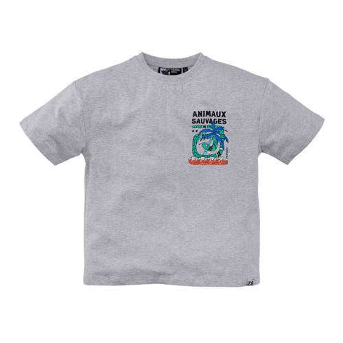 Z8 kids T-shirt Rix met backprint lichtgrijs Jongens Stretchkatoen Ronde hals - maat 152/158 afbeelding