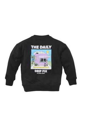 sweater Malick met backprint zwart