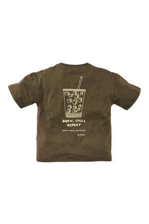 T-shirt Lenox met backprint olijfgroen