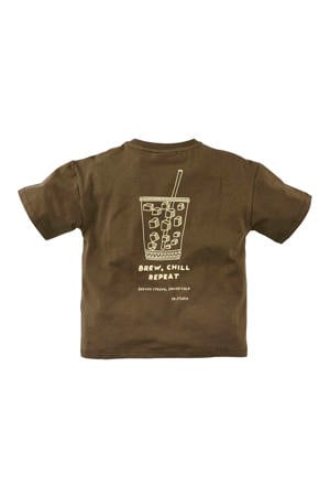 T-shirt Lenox met backprint olijfgroen