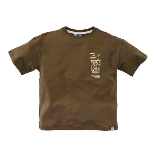 Z8 kids T-shirt Lenox met backprint olijfgroen Jongens Stretchkatoen Ronde hals - maat 152/158 afbeelding