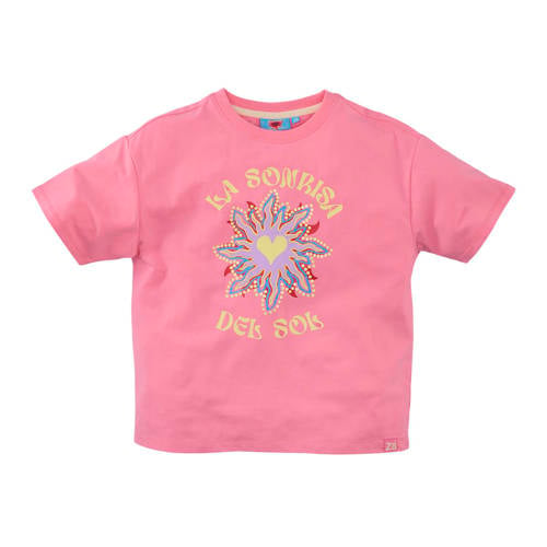 Z8 kids T-shirt Novy lichtroze/lichtgeel Meisjes Stretchkatoen Ronde hals - maat 92/98 afbeelding