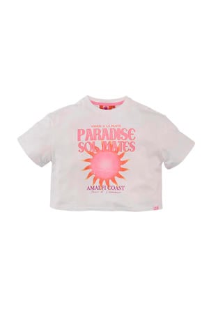 T-shirt Valentina wit/lichtroze/koraal