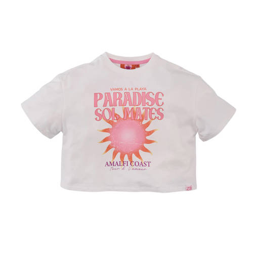 Z8 kids T-shirt Valentina wit/lichtroze/koraal Meisjes Stretchkatoen Ronde hals - maat 140/146 afbeelding