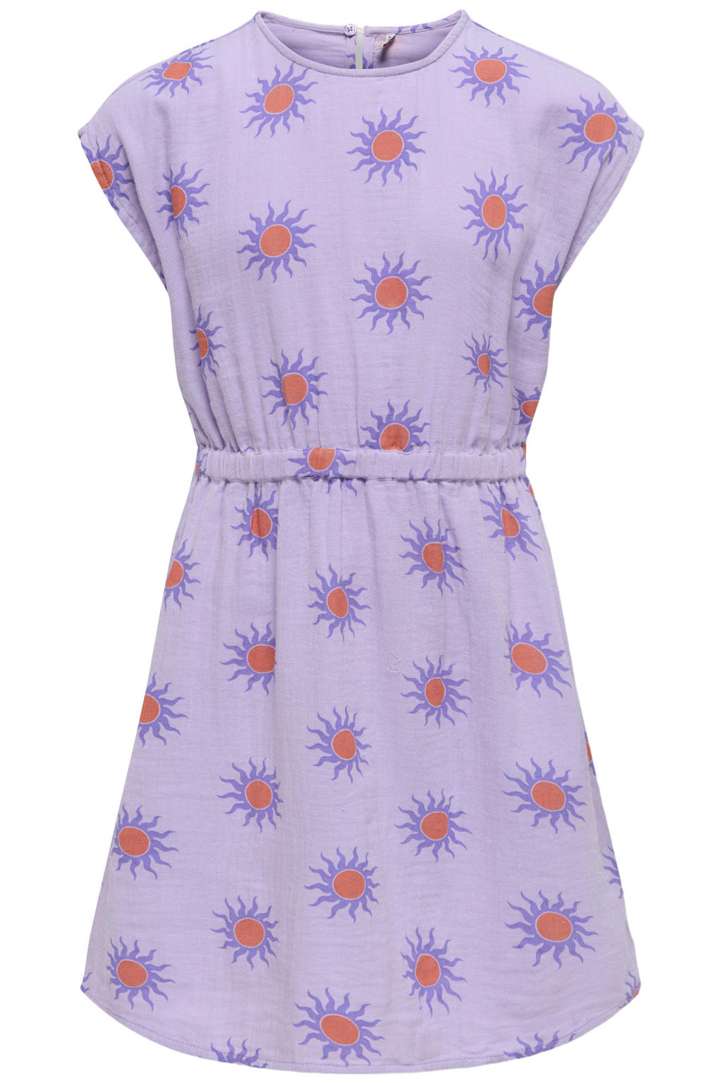 Lila en oranje meisjes KIDS ONLY GIRL korte jurk van katoen met korte mouwen en ronde hals