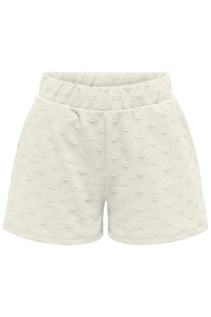 wide leg casual short met hartjes ecru