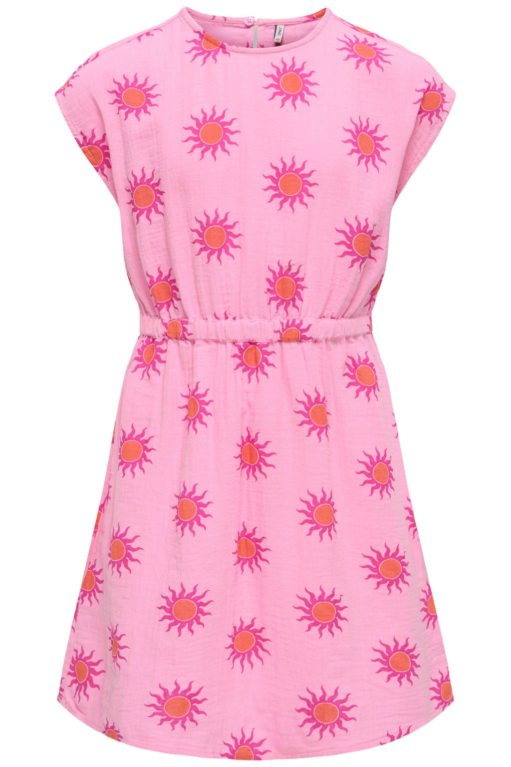 Roze en oranje meisjes KIDS ONLY GIRL korte jurk van katoen met korte mouwen en ronde hals