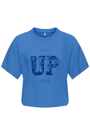 T-shirt met glitter marineblauw