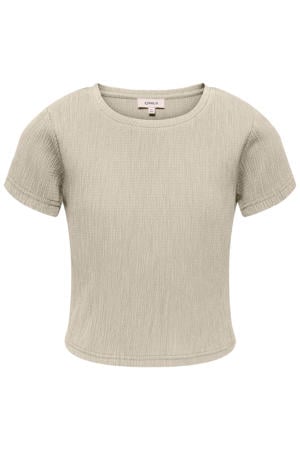 T-shirt met textuur beige