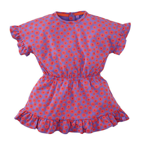 Z8 mini jurk Emilie paars/oranje Meisjes Stretchkatoen Ronde hals Bloemen - maat 80 afbeelding
