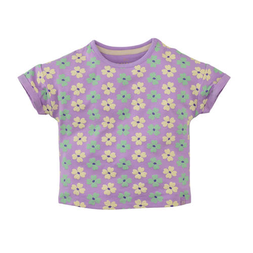 Z8 mini T-shirt Jara lila/lichtgroen/crème Paars Meisjes Stretchkatoen Ronde hals - maat 92 afbeelding