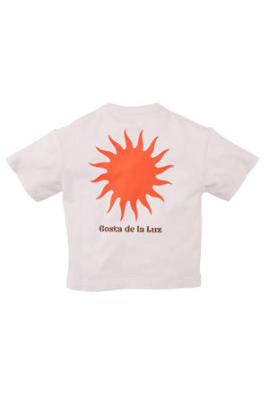 T-shirt Elias  met backprint offwhite/oranje