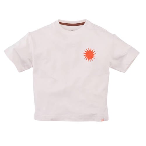 Z8 mini T-shirt Elias met backprint offwhite/oranje Ecru Jongens Stretchkatoen Ronde hals - maat 86 afbeelding