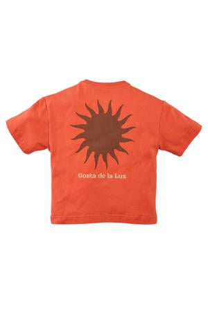 T-shirt Elias met backprint oranje