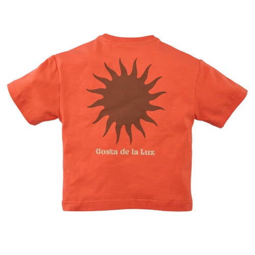 Z8 mini T-shirt Elias met backprint oranje Jongens Stretchkatoen Ronde hals