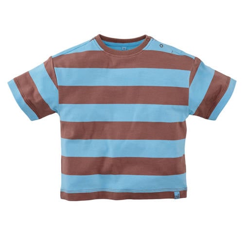 Z8 mini T-shirt Zeyd bruin/blauw Jongens Stretchkatoen Ronde hals Streep - maat 116 afbeelding